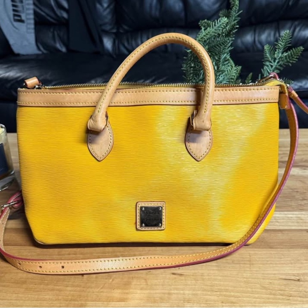 Dooney & Bourke Yellow Tan Satchel with Classic Design
